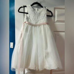 Charming White and Pink Kids Formal Dress
